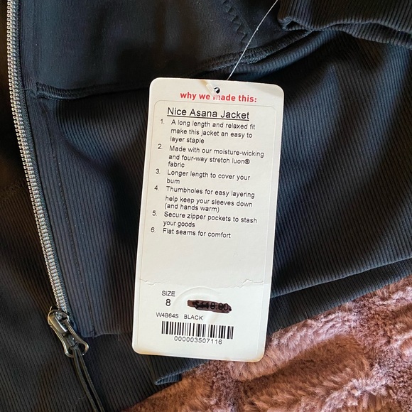 Black size 8 Lululemon “Nice Asana” Jacket- New with tags - Picture 6 of 6